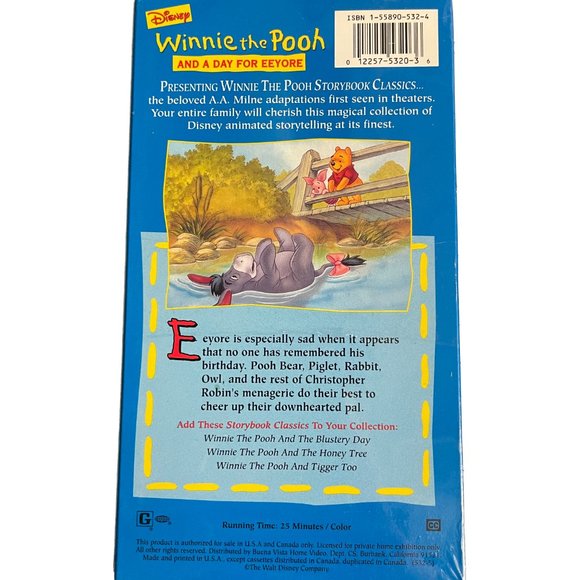 Vintage Winnie The Pooh A Day For Eeyore VHS Tape Sealed 1990s Disney - Picture 3 of 6
